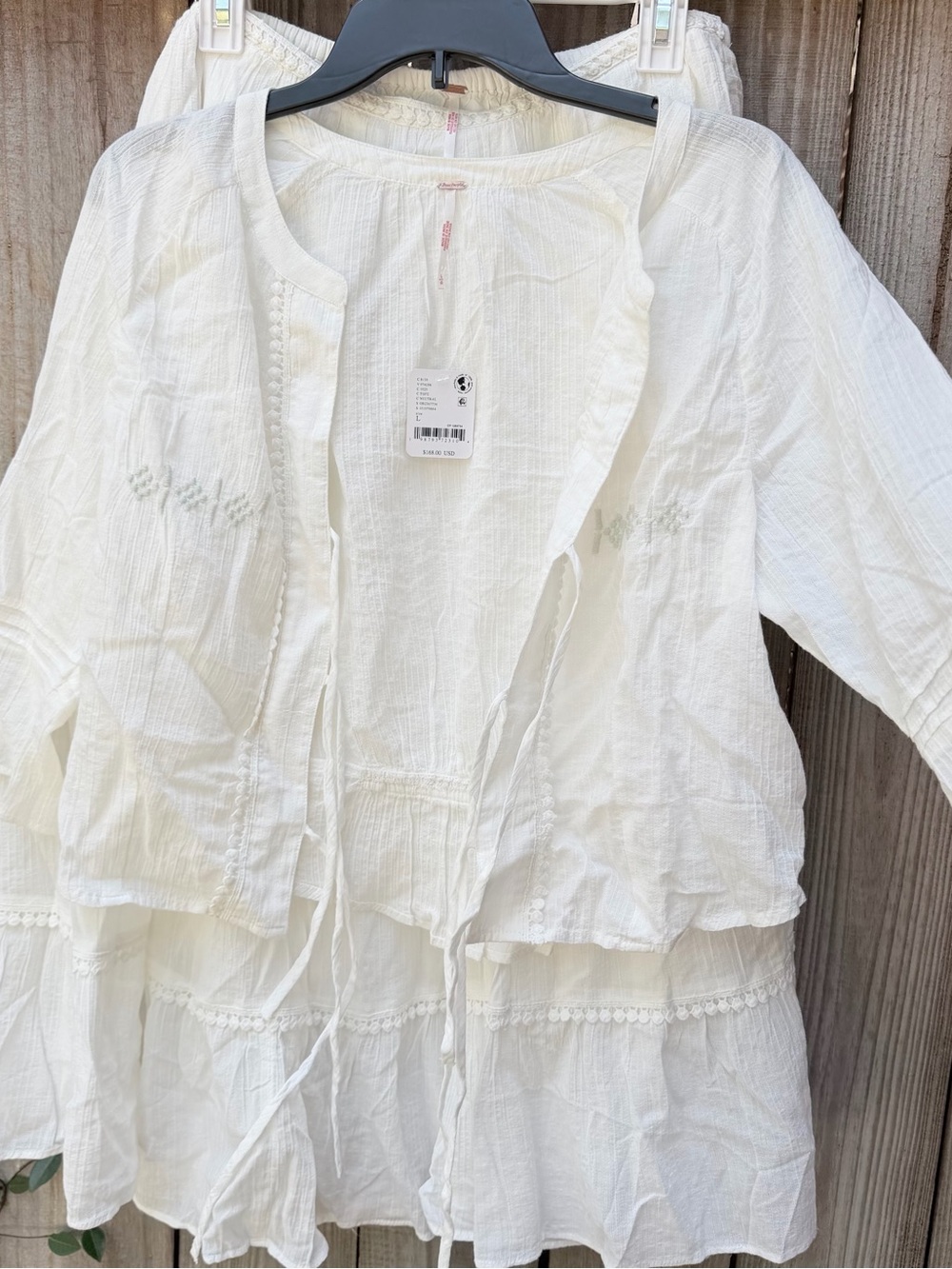 NWT/Free People Bright side tie front crop top and skirt set/large - Picture 4 of 9